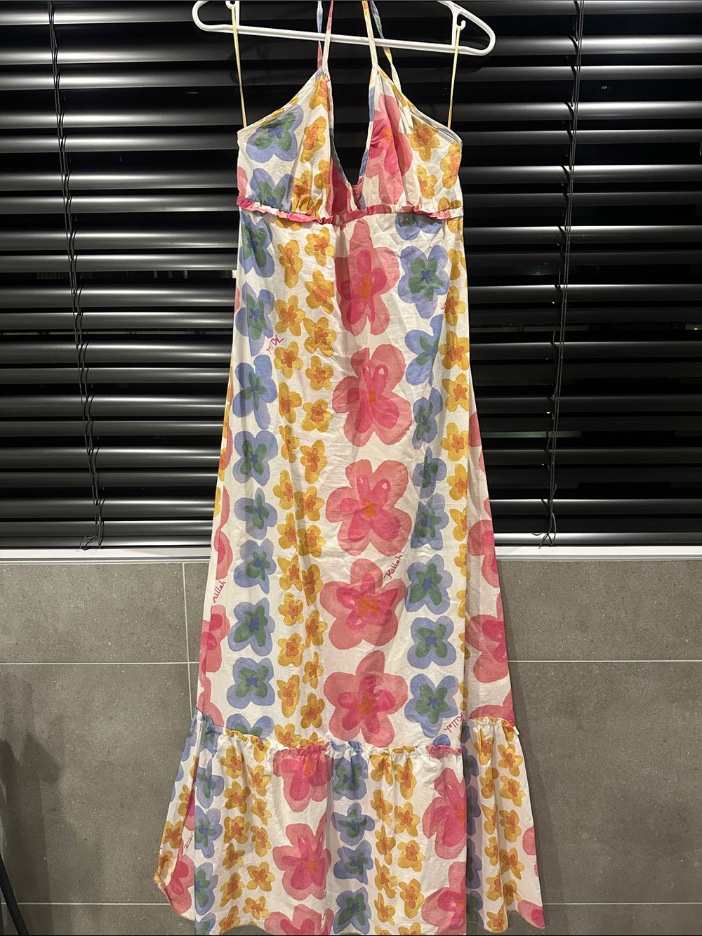 Floral V-Neck Maxi Dress in Pink, Yellow & Blue